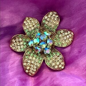 Vintage Starburst Aurora Borealis Flower Brooch